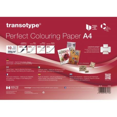 10 ív - Papír alkoholos markerhez A4, transotype® Perfect Colouring Pape / 250 g/m² -  (10 lap)