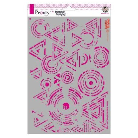 Stencil A4, Jolanda de Ronde stencils / Stencil Triangles & Circles Grunge -  (1 db)