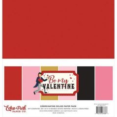  Papírkészlet 12", Echo Park Be My Valentine / Coordinating Solids Paper - Alapkarton (1 csomag)