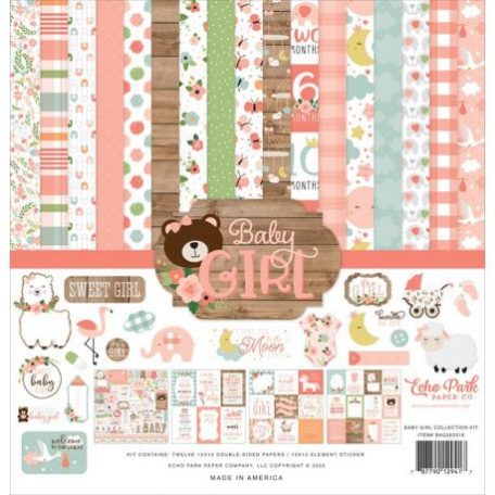 Papírkészlet 12", Echo Park Baby Girl / Collection Kit -  (1 csomag)