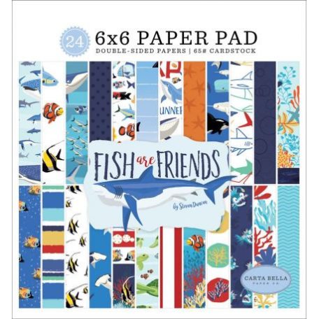 Papírkészlet 6", Carta Bella Fish Are Friends / Paper Pads - Kétoldalas (24 lap)