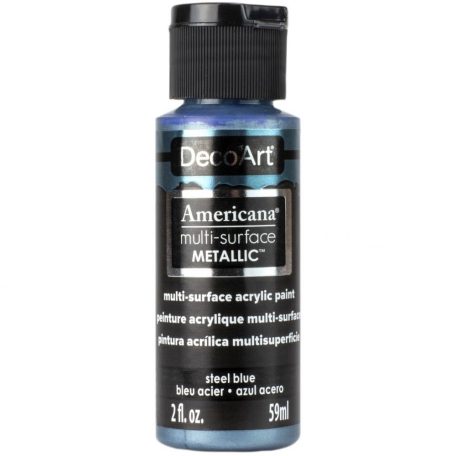 Akrilfesték - metál 59ml - Steel Blue - DecoArt Americana® Multi-Surface Satin METALLIC (1 db)