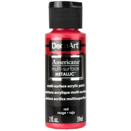 Akrilfesték - metál 59ml - Red - DecoArt Americana® Multi-Surface Satin METALLIC (1 db)