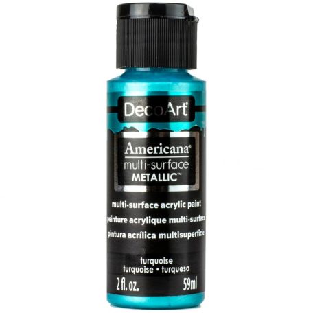 Akrilfesték - metál 59ml - Turquoise - DecoArt Americana® Multi-Surface Satin METALLIC - (1 db)