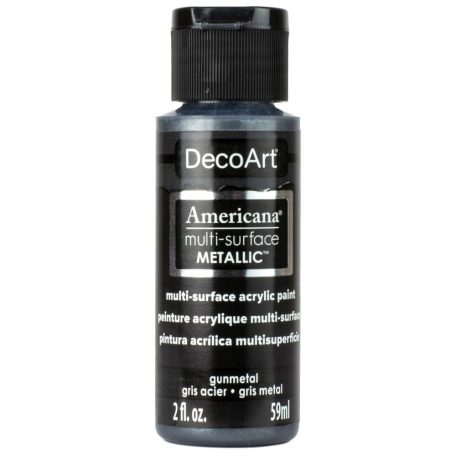 Akrilfesték - metál 59ml - Gunmetal - DecoArt Americana® Multi-Surface Satin METALLIC (1 db)