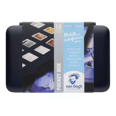   Talens Van Gogh akvarellfesték készlet - 12 szín - Metál és Irizáló - Metallic & Interference - Watercolour pocket box (1 csomag)