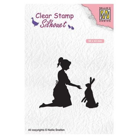 Szilikonbélyegző SIL061, Silhouet Clear stamps / girl with hare -  (1 db)