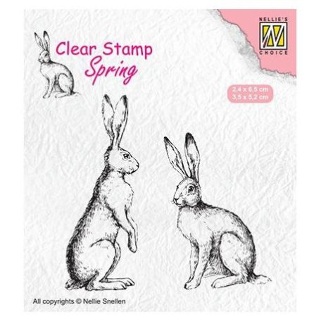 Szilikonbélyegző SPCS014, Clear stamps spring / Two hares -  (1 db)