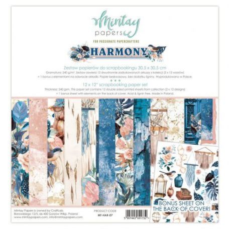 MINI Papírkészlet + KIVÁGAT 12x12, Mintay Harmony Collection (7 lap)