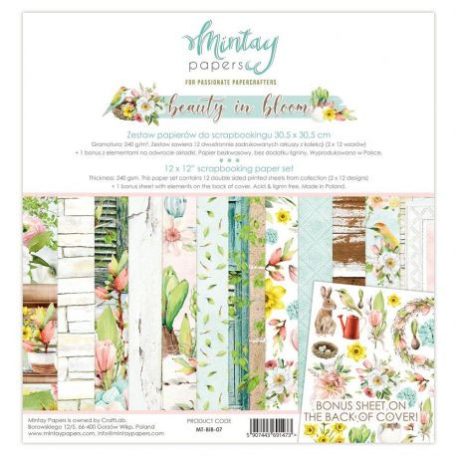 Papírkészlet 12x12, Mintay Beauty in Bloom Collection (12 lap)
