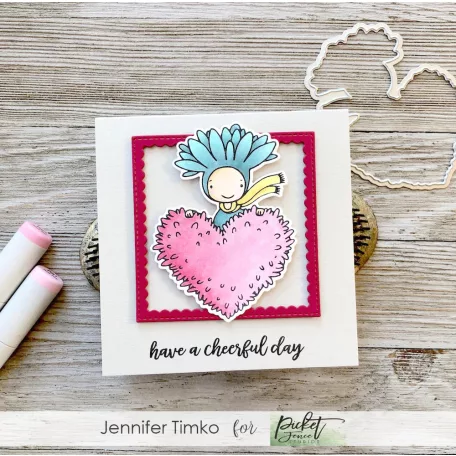 Vágósablon, bélyegzővel , Picket Fence Studios Clear Stamp + Dies / Have A Cheerful Day  (1 csomag)