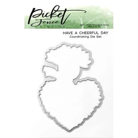 Vágósablon, bélyegzővel , Picket Fence Studios Clear Stamp + Dies / Have A Cheerful Day  (1 csomag)