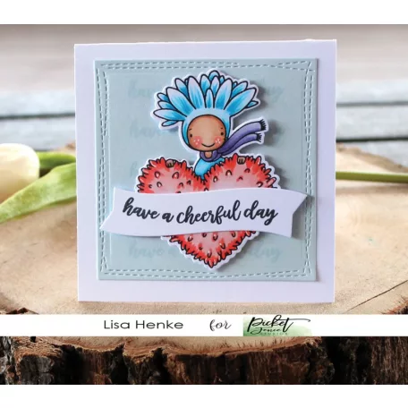 Vágósablon, bélyegzővel , Picket Fence Studios Clear Stamp + Dies / Have A Cheerful Day  (1 csomag)