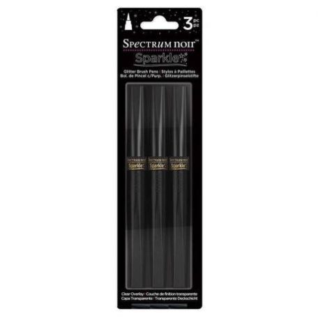 Csillámos ecsetfilc , Spectrum Noir Sparkle Glitter Brush Pens / Clear Overlay  - Átlátszó csillogás (3 db)