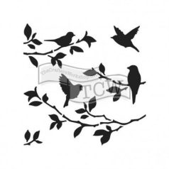 Stencil 6", TCW Stencil / Bird on branches (1 db)