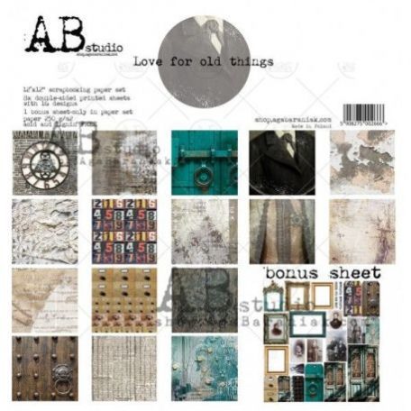 Papírkészlet 12x12, AB Studio scrapbooking paper / "Love for old things"-scrapbooking paper set ' + bonus page -  (8 lap)