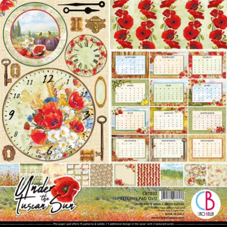 Papírkészlet 12x12, Ciao Bella Paper Pad / Under The Tuscan Sun - Patterns Pad (8 lap)