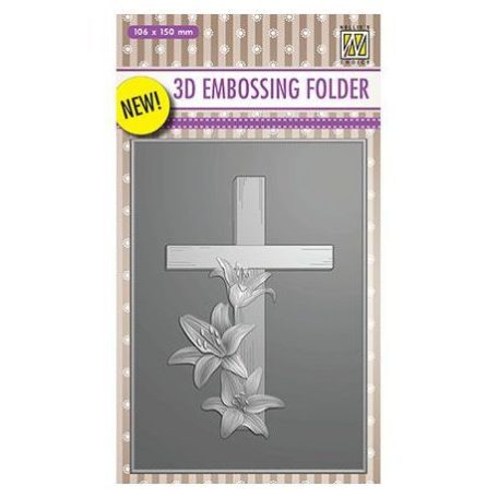 3D Domborító mappa , Cross with lilies / Nellie's Choice 3D Embossing Folders -  (1 db)