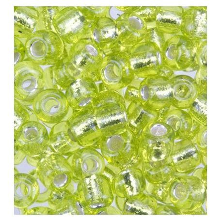 Kásagyöngy 20 gr / 2 mm, Seed beads Silver Core / light green - világos zöld (1 csomag)