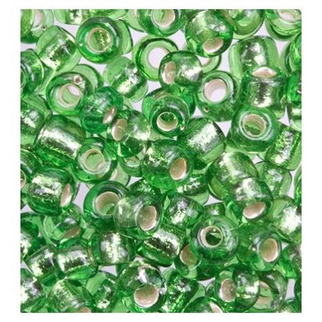 Kásagyöngy 20 gr / 2 mm, Seed beads Silver Core / green - zöld (1 csomag)
