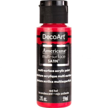 Akrilfesték - selyemfényű 59ml - Red Hot - DecoArt Americana® Multi-Surface Satin (1 db)