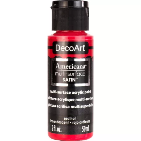 Akrilfesték - selyemfényű 59ml - Red Hot - DecoArt Americana® Multi-Surface Satin (1 db)