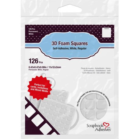 3D ragasztó, 2 mm Squares White Regular / Scrapbook Adhesives 3D Foam (1 csomag)