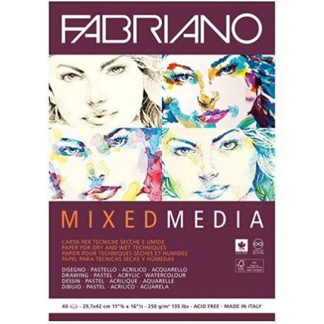 Mixed Media rajztömb 40 lap / 250 g, Fabriano Mixed Media / A3 -  (40 lap)