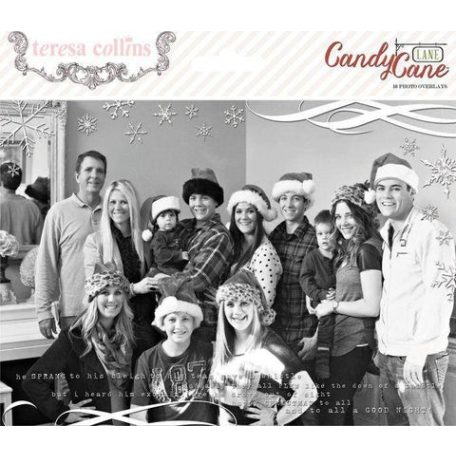Átlátszó fólia díszítőelem , Candy Cane Lane / Teresa Collins Photo Overlays (1 csomag)