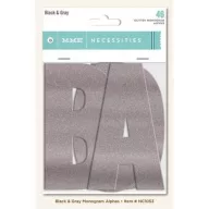   Betűkészlet , Black & Gray silver glitter / My Mind's Eye Monogram Alphas (1 csomag)