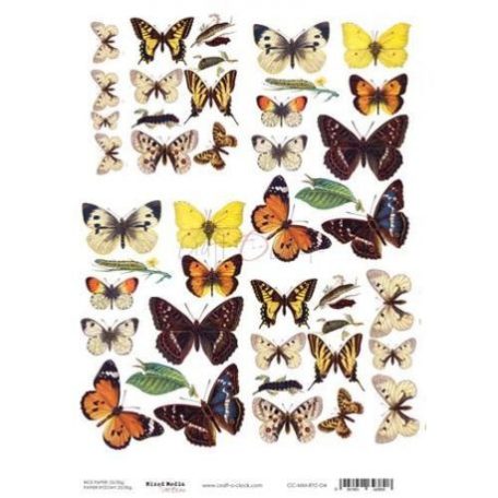 Rizspapír A4, Butterflies / Craft O'Clock Mixed Media - Rice paper (1 ív)