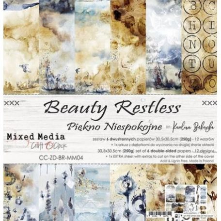 Papírkészlet 12", Beauty Restless / Craft O'Clock Mixed Media - Paper Collection (1 csomag)