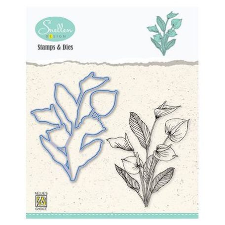 Vágósablon, bélyegzővel , Nellie's Die + Clear stamp / Flowers serie: -Anthurium- -  (1 csomag)