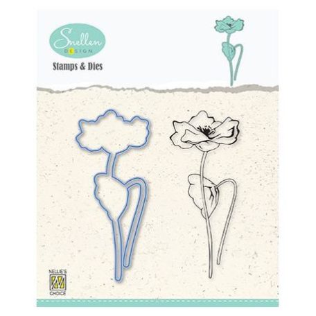 Vágósablon, bélyegzővel , Nellie's Die + Clear stamp / Flowers serie: -Poppy- -  (1 csomag)
