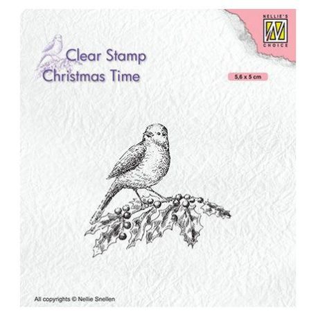 Szilikonbélyegző , Nellie's Clear stamps / Bird on hobbybranch- -  (1 csomag)