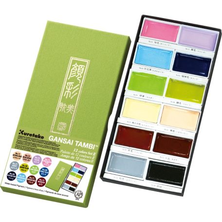 Kuretake Gansai Tambi Set / 12 New Colours - akvarell festék készlet (1 csomag)