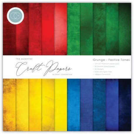 Papírkészlet 12", Craft Consortium Essential / Grunge Festive Tones - Paper Pad  (30 lap)