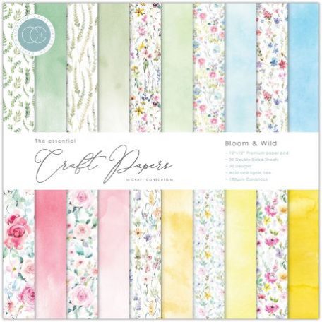 Papírkészlet 12", Craft Consortium Essential / Pad Bloom & Wild - Paper Pad  (30 lap)