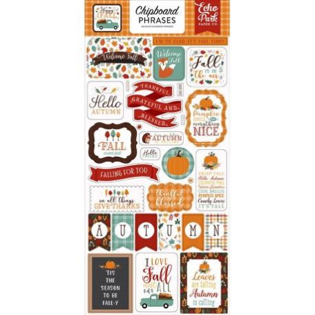 Chipboard matric 6X12", Echo Park Happy Fall / Chipboard Phrases  -  (1 csomag)