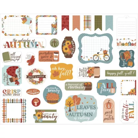 Papírmotívum / Kivágat , Echo Park Happy Fall / Ephemera (1 csomag)