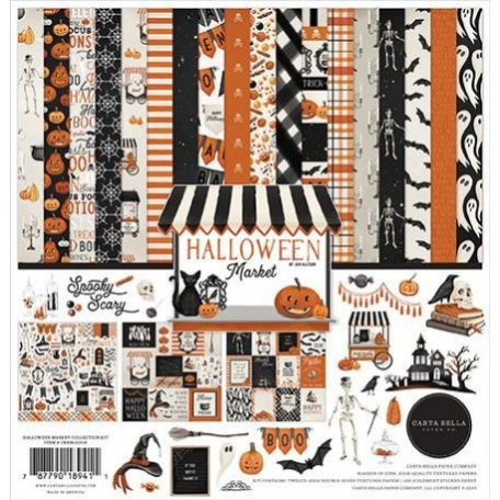 Papírkészlet 12", Carta Bella Halloween Market / Collection Kit -  (1 csomag)