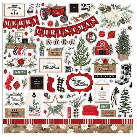 Carta Bella Matrica 12" (30 cm) - Farmhouse Christmas - Element Sticker (1 ív)