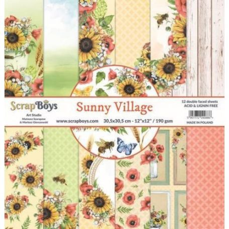 Papírkészlet 12" (30 cm), ScrapBoys Paper pad / Sunny Village -  (12 lap)