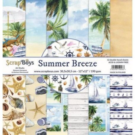 Papírkészlet 12" (30 cm), ScrapBoys Paper pad / Summer Breeze -  (12 lap)