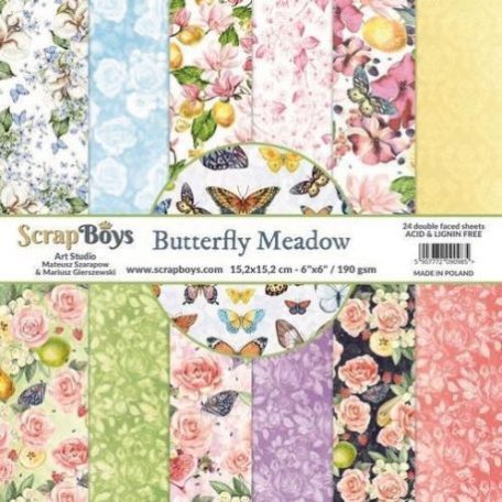 Papírkészlet 6" (15 cm), ScrapBoys Paper pad / Butterfly Meadow -  (24 lap)