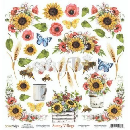 Scrapbook papír / Kívágóív 12" (30 cm), ScrapBoys Paper / Sunny Village - 7 (1 lap)