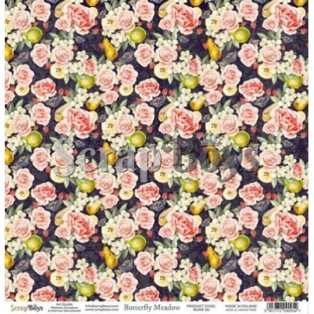 Scrapbook papír 12" (30 cm), ScrapBoys Paper / Butterfly Meadow - 6 (1 lap)