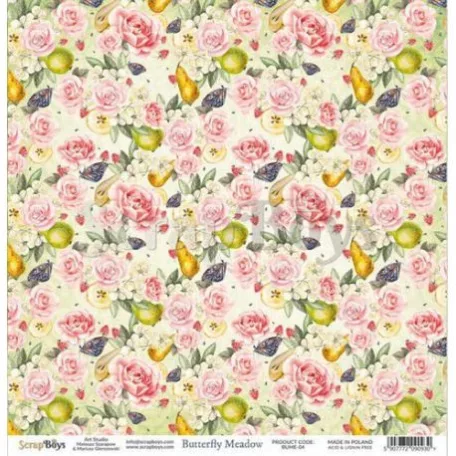 Scrapbook papír 12" (30 cm), ScrapBoys Paper / Butterfly Meadow - 4 (1 lap)