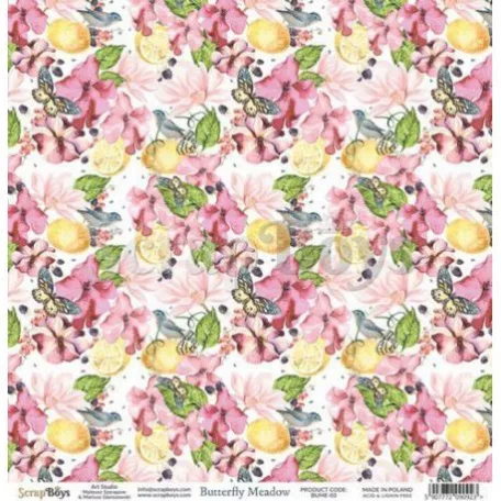 Scrapbook papír 12" (30 cm), ScrapBoys Paper / Butterfly Meadow - 3 (1 lap)