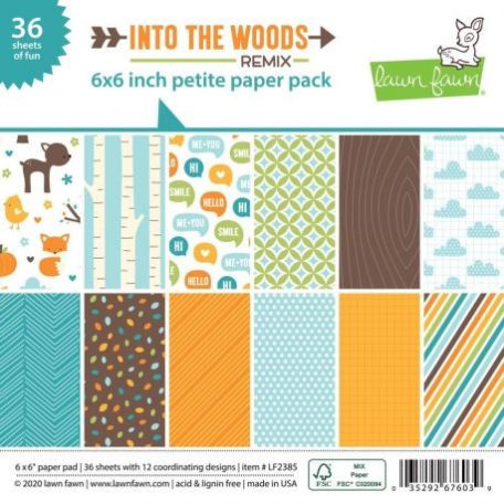 Papírkészlet 6", Lawn Fawn Single-Sided Petite Paper Pack / Into The Woods Remix -  (36 lap)